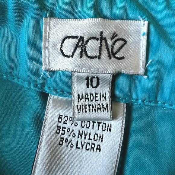 Turquoise Resort Pants Cutwork Embroidery Boho Coastal Cruise Beach Size 10 - Picture 7 of 7